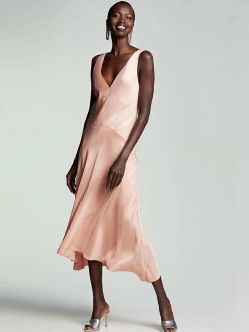 NWT Frame Nordstrom blush pink clay Slip Maxi Midi cocktail wedding dress M 6 8